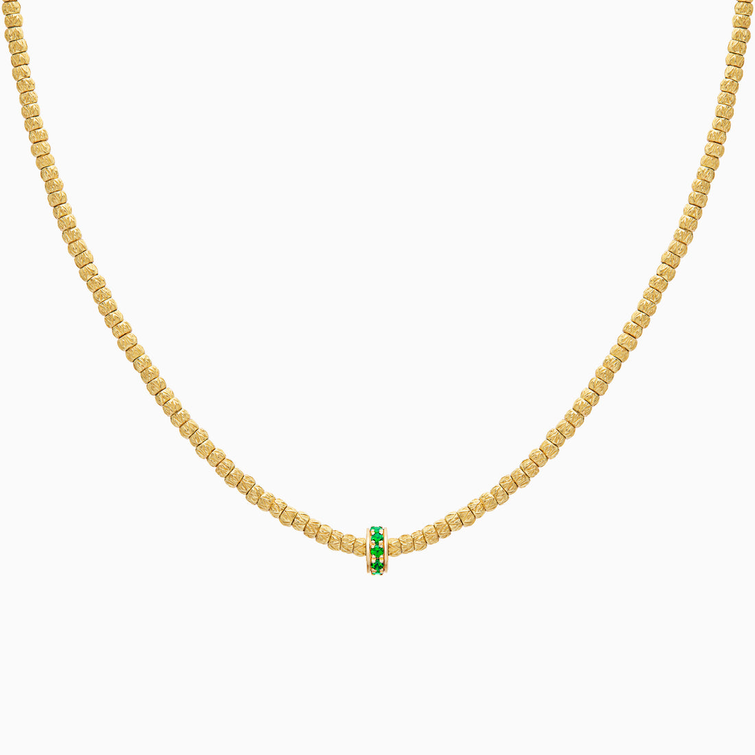Emerald Botticelle Small Necklace – 1 Wheel, Yellow Gold