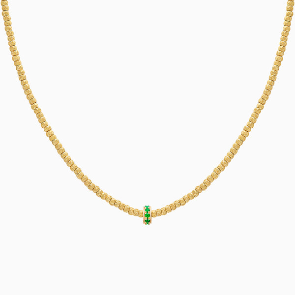 Emerald Botticelle Small Necklace – 1 Wheel, Yellow Gold