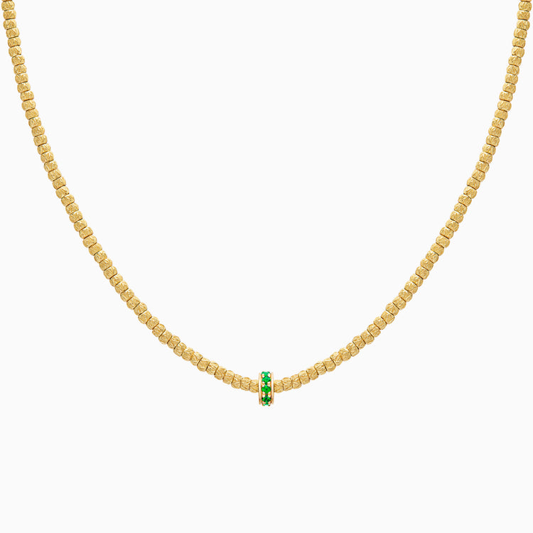Emerald Botticelle Small Necklace – 1 Wheel, Yellow Gold