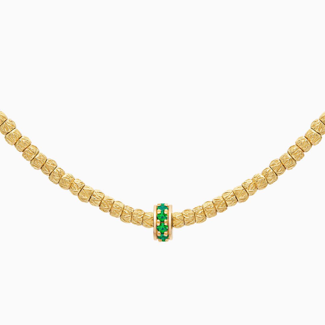 Emerald Botticelle Small Necklace – 1 Wheel, Yellow Gold
