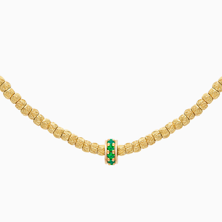 Emerald Botticelle Small Necklace – 1 Wheel, Yellow Gold