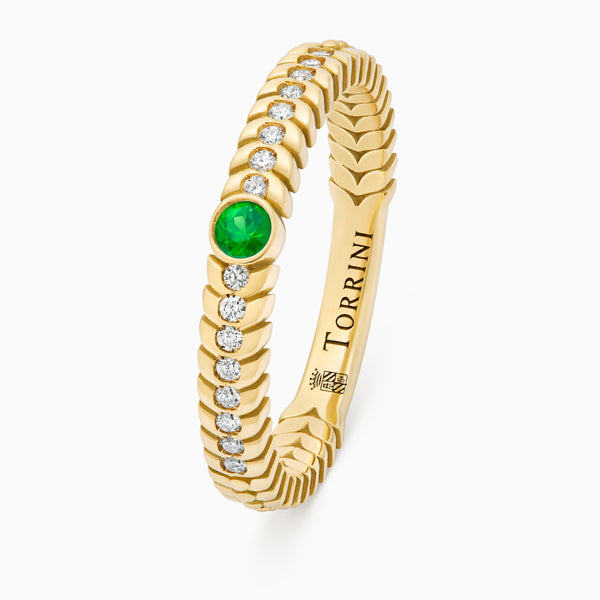 Emerald Alloro Classic with diamonds, yellow gold