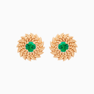 Emerald Alloro Stud Earrings, Rose Gold