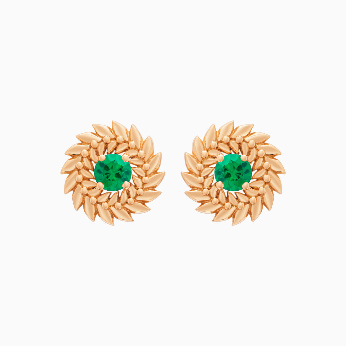 Emerald Alloro Stud Earrings, Rose Gold
