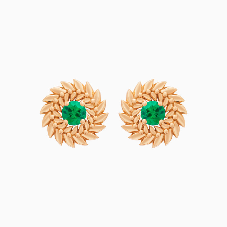 Emerald Alloro Stud Earrings, Rose Gold