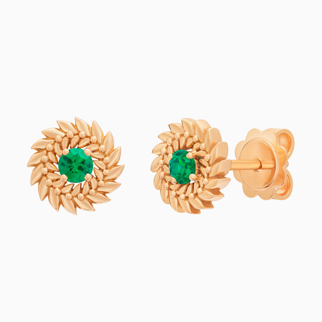 Emerald Alloro Stud Earrings, Rose Gold