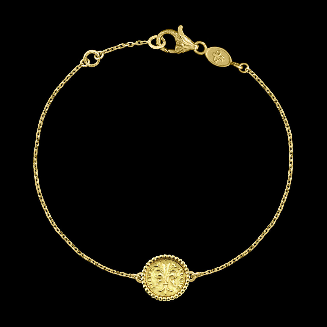 Gold Quarter of Florin Coin Bracelet Perles
