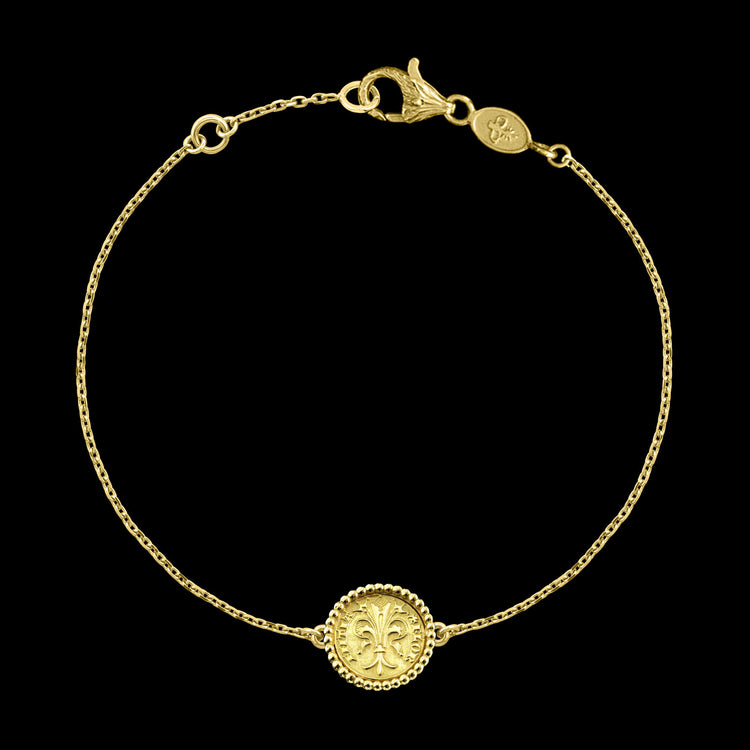 Gold Quarter of Florin Coin Bracelet Perles