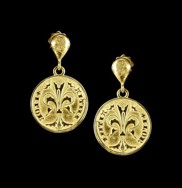 Gold Florin Coin Earrings