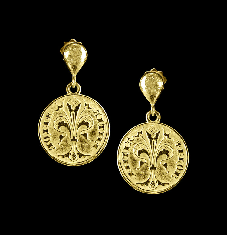 Gold Florin Coin Earrings