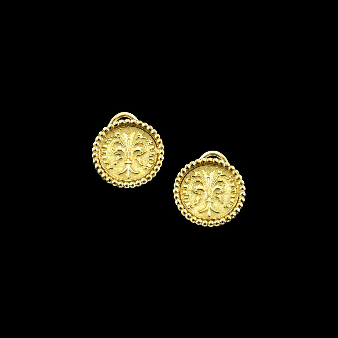Gold Quarter of Florin Coin Earrings Perles