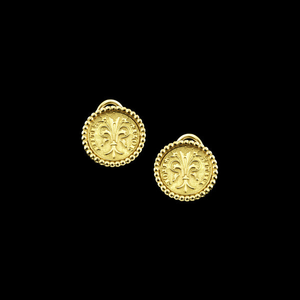 Gold Quarter of Florin Coin Earrings Perles