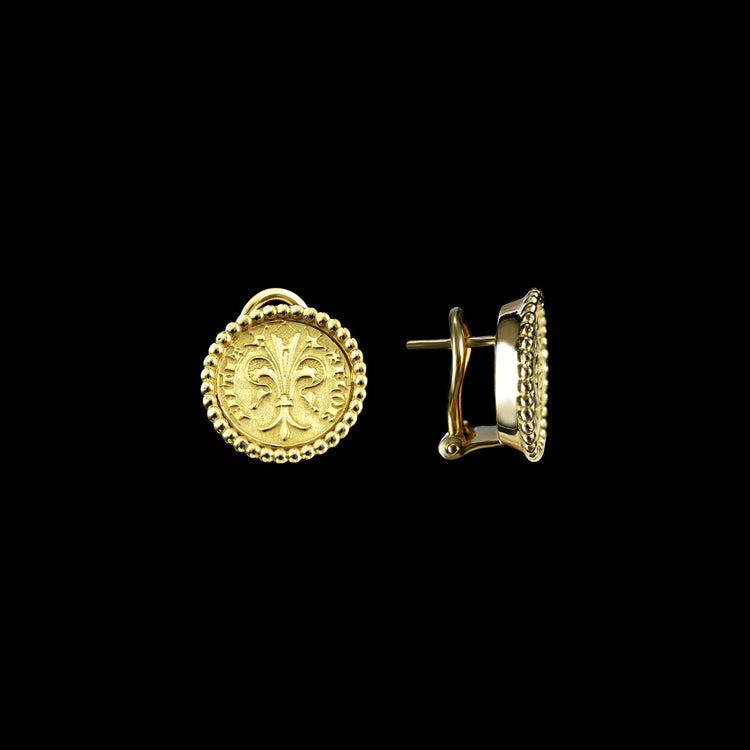 Gold Quarter of Florin Coin Earrings Perles