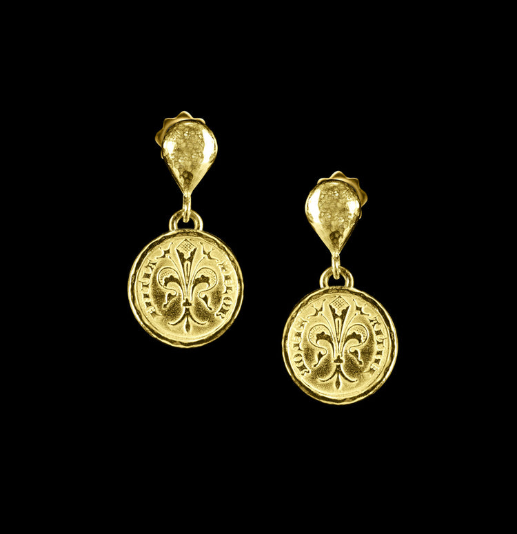 Gold Quarter of Florin Coin Earrings