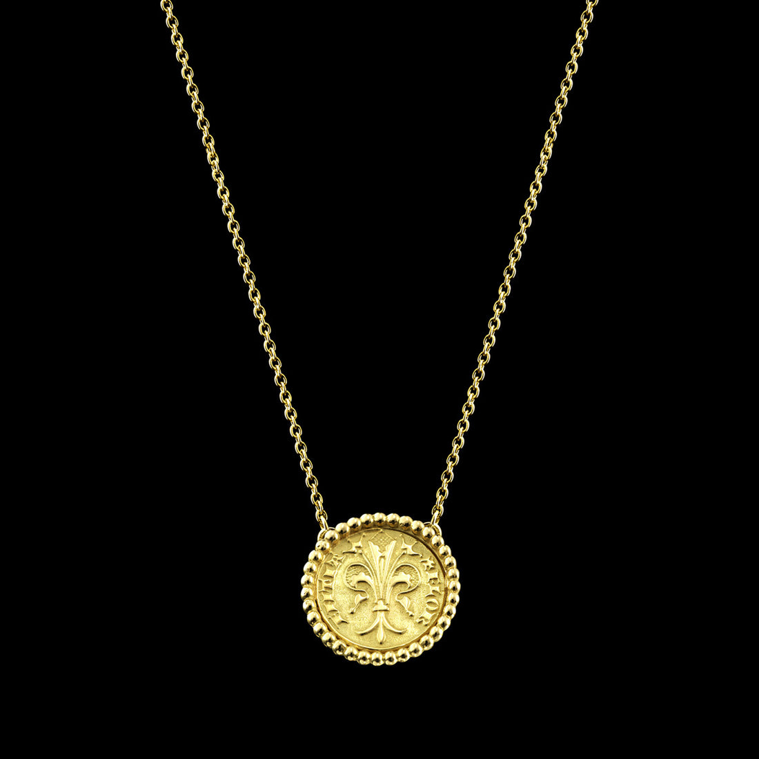 Gold Quarter of Florin Coin Necklace Perles