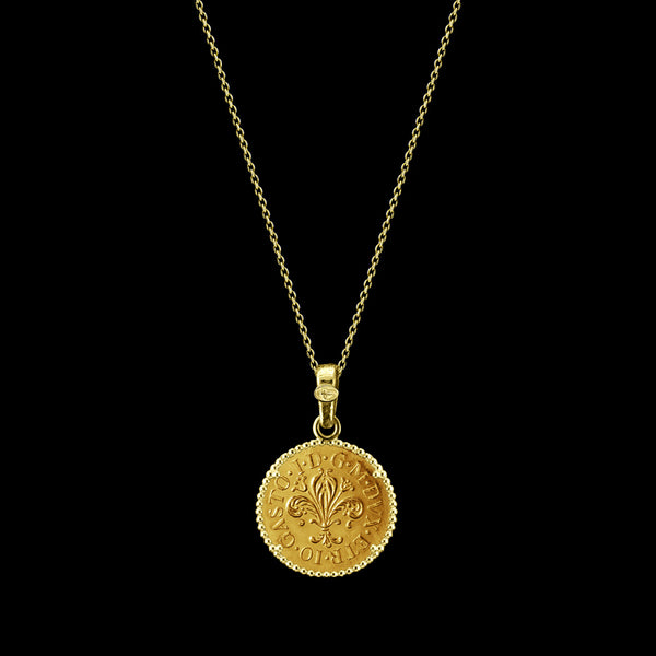 Florentine Gold Coin Necklace / Pendant, Pure Gold