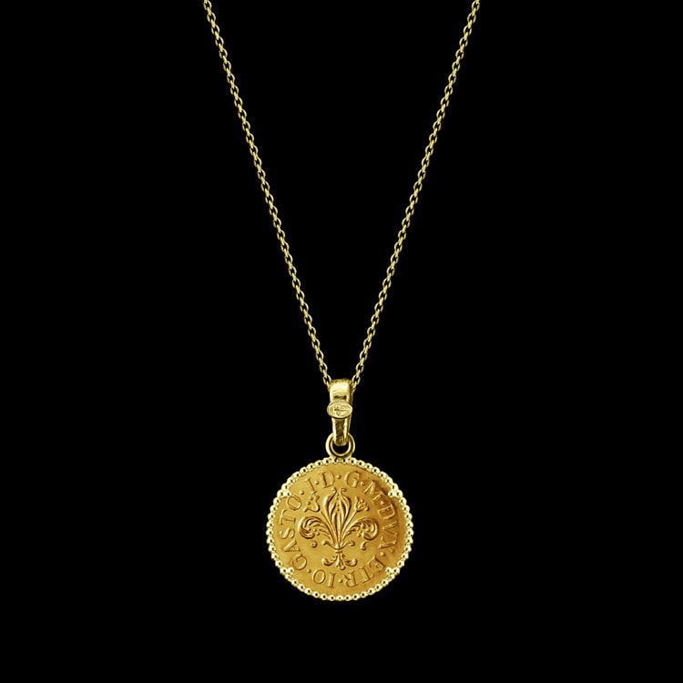 Florentine Gold Coin Necklace / Pendant, Pure Gold