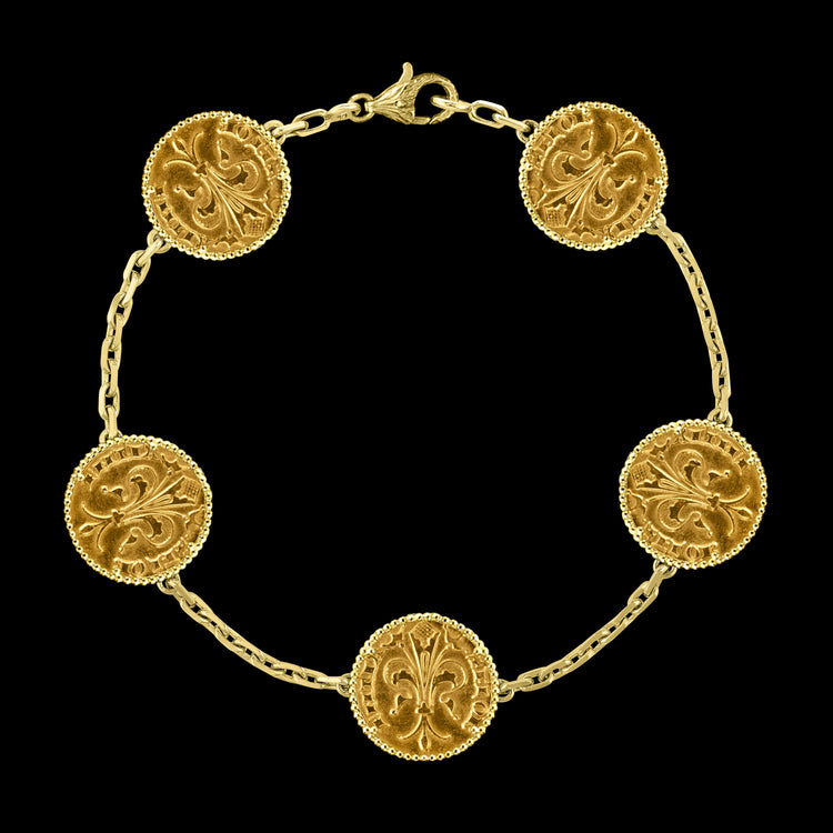 Gold Quarter of Florin Coin Bracelet, Pure Gold