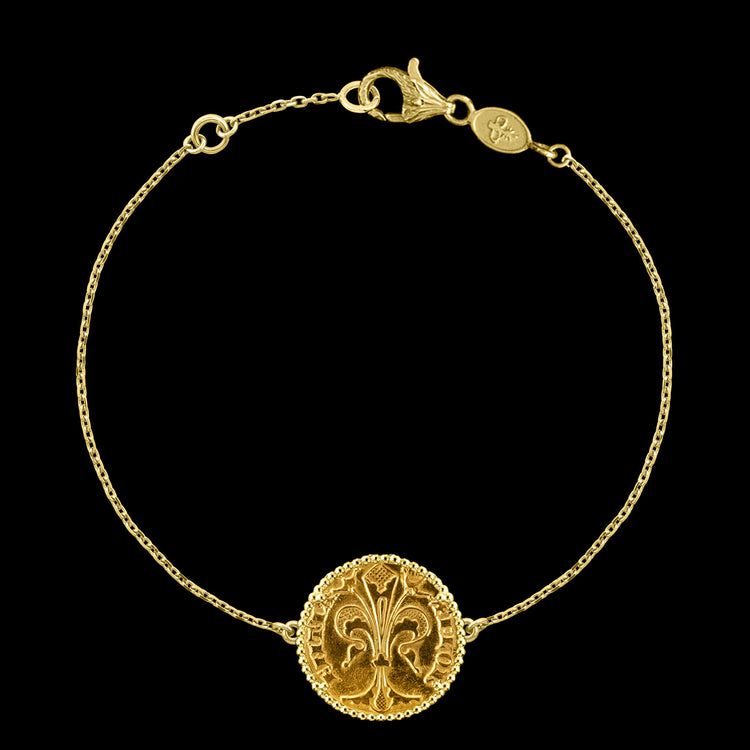 Gold Florin Coin Bracelet Mono, Pure Gold