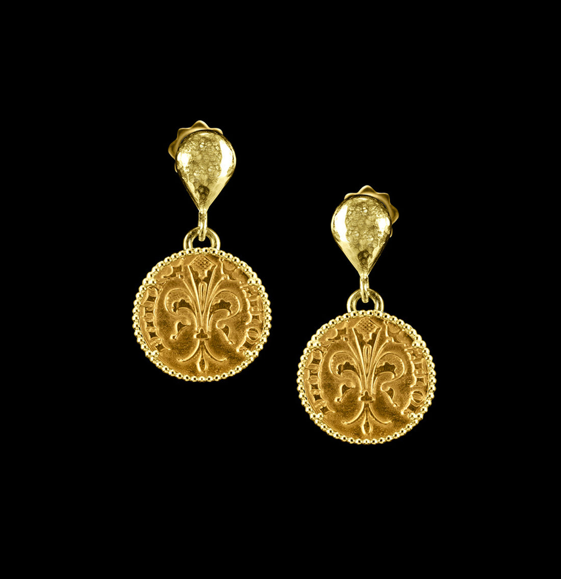 Gold Quarter of Florin Coin Earrings