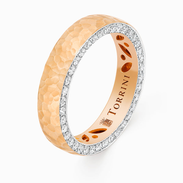 Torrini Classic Ring with Diamonds, 5mm – Double Row, Rose Gold