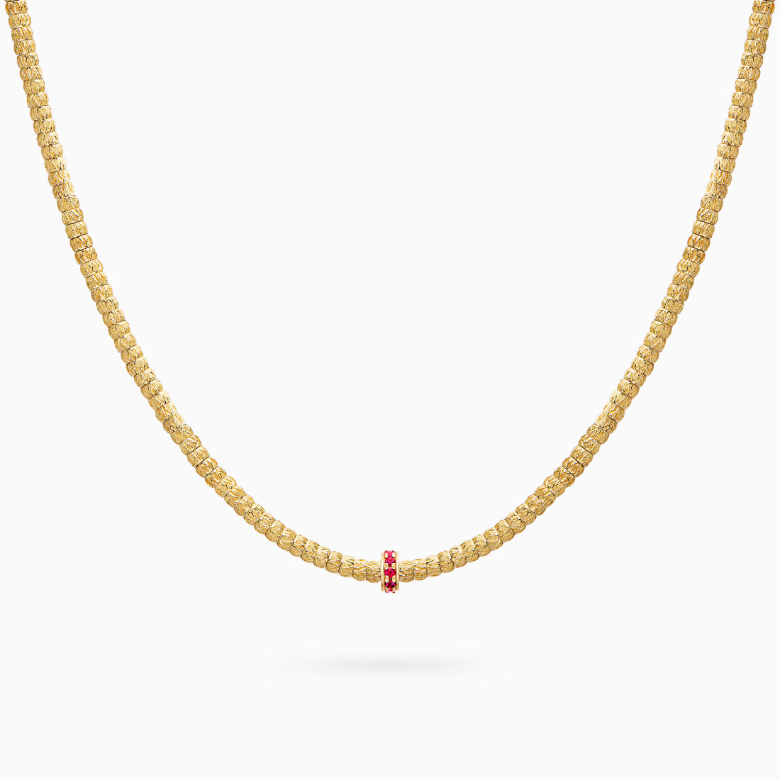 Ruby Botticelle Medium Necklace – 1 Wheel, Yellow Gold