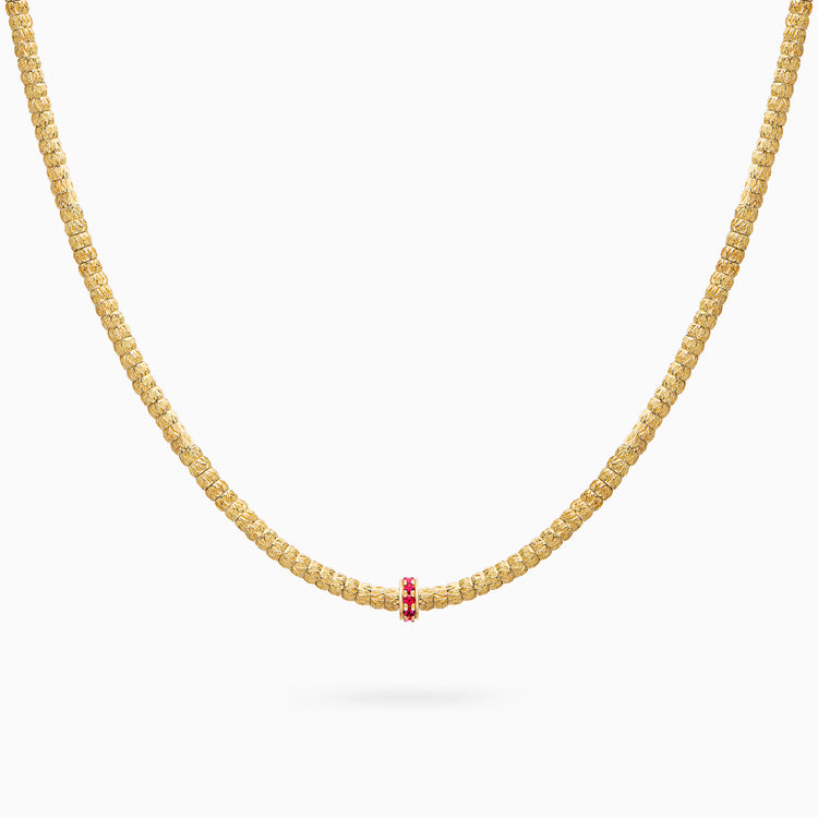 Ruby Botticelle Medium Necklace – 1 Wheel, Yellow Gold