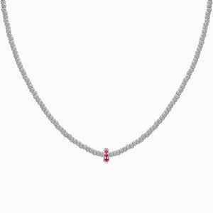 Ruby Botticelle Small Necklace – 1 Wheel, White Gold