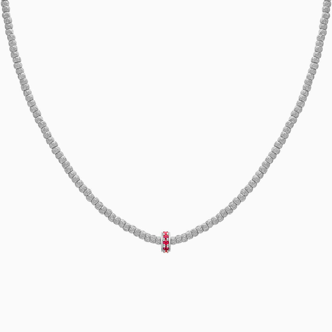 Ruby Botticelle Small Necklace – 1 Wheel, White Gold
