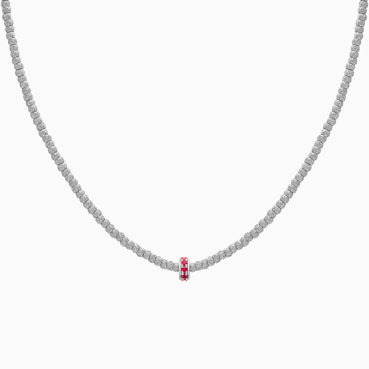 Ruby Botticelle Small Necklace – 1 Wheel, White Gold