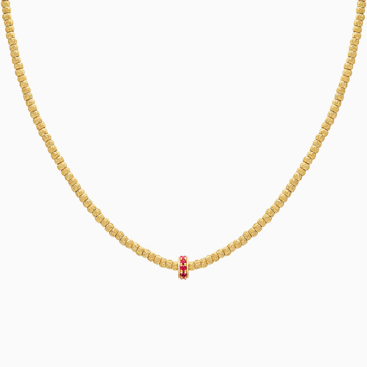 Ruby Botticelle Small Necklace – 1 Wheel, Yellow Gold