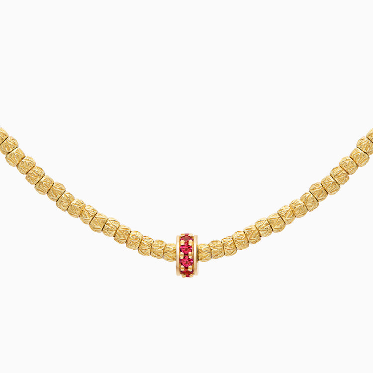 Ruby Botticelle Small Necklace – 1 Wheel, Yellow Gold