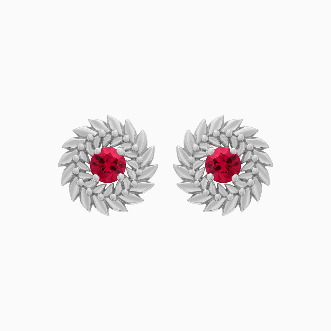 Ruby Alloro Stud Earrings, Platinum