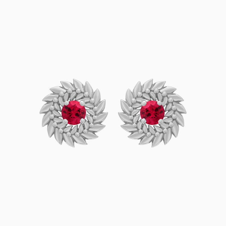 Ruby Alloro Stud Earrings, Platinum