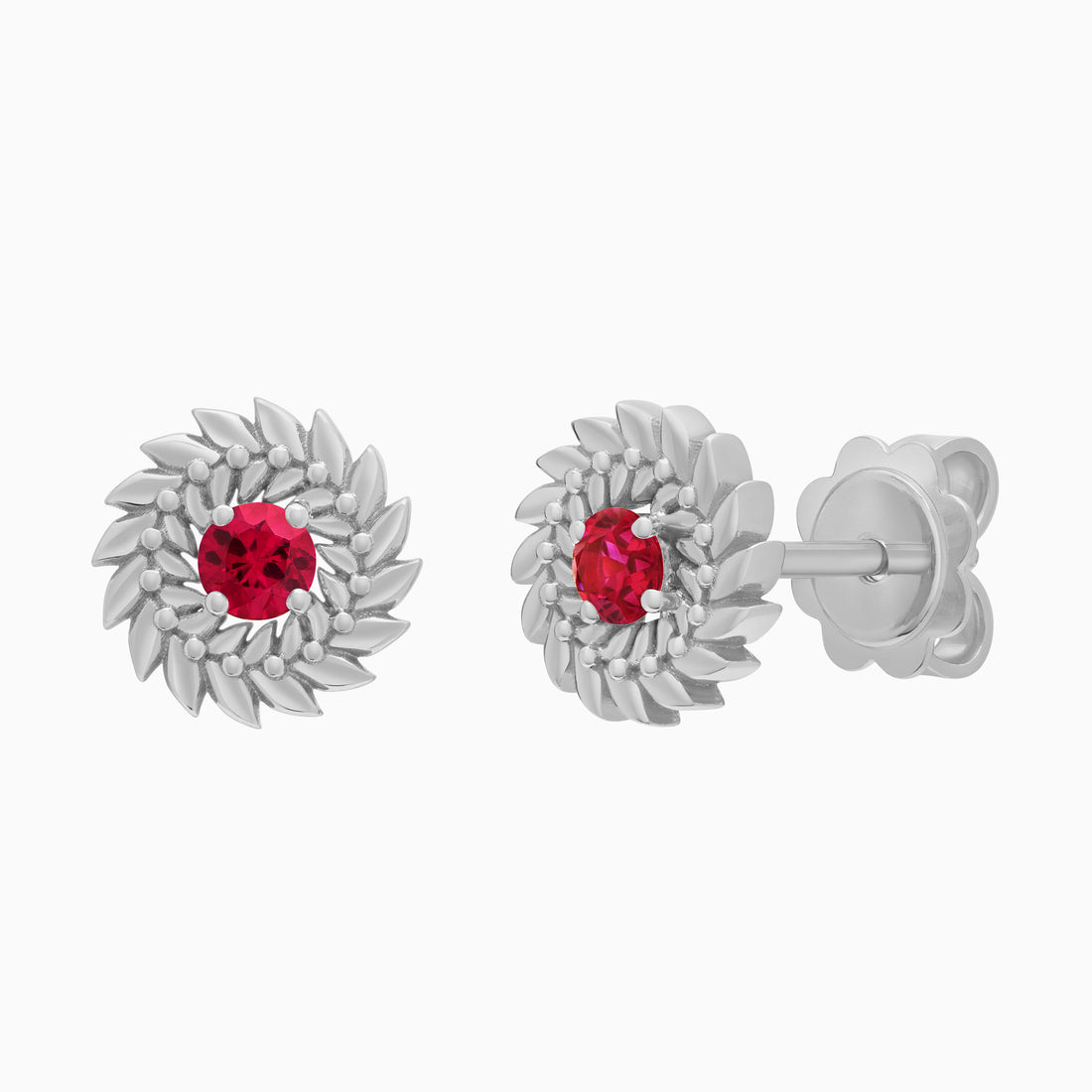 Ruby Alloro Stud Earrings, Platinum