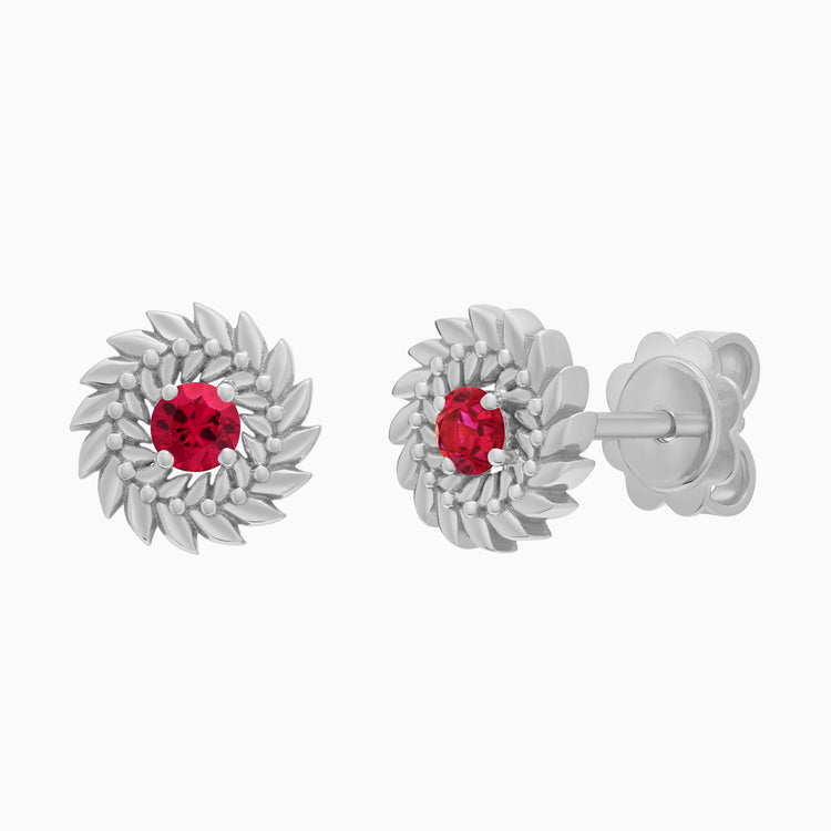 Ruby Alloro Stud Earrings, Platinum