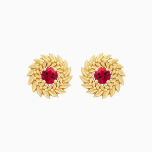 Ruby Alloro Stud Earrings, Yellow Gold