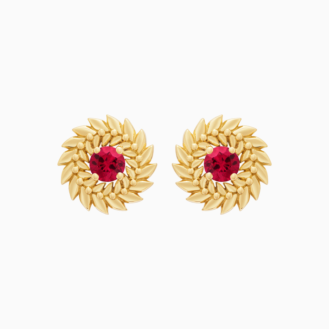 Ruby Alloro Stud Earrings, Yellow Gold
