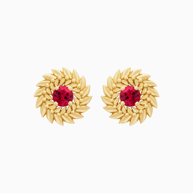 Ruby Alloro Stud Earrings, Yellow Gold
