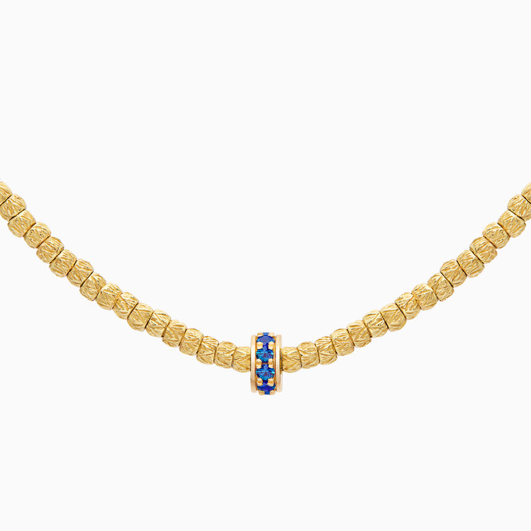 Sapphire Botticelle Small Necklace – 1 Wheel, Yellow Gold