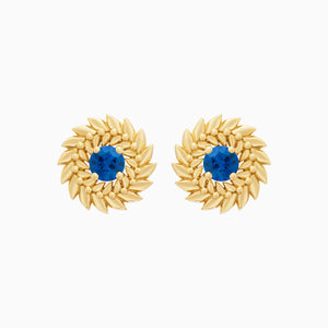 Sapphire Alloro Stud Earrings, Yellow Gold
