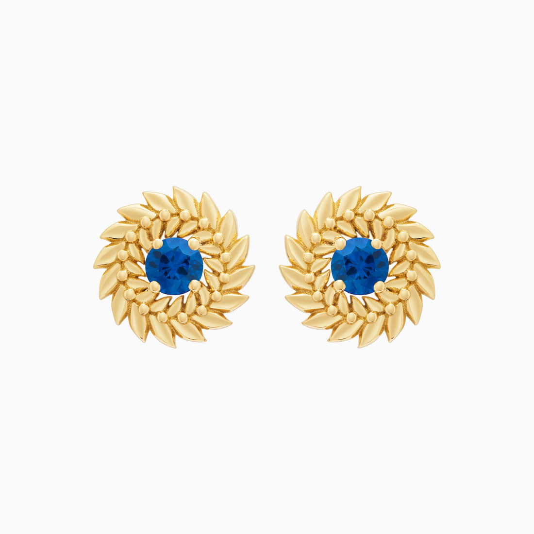 Sapphire Alloro Stud Earrings, Yellow Gold