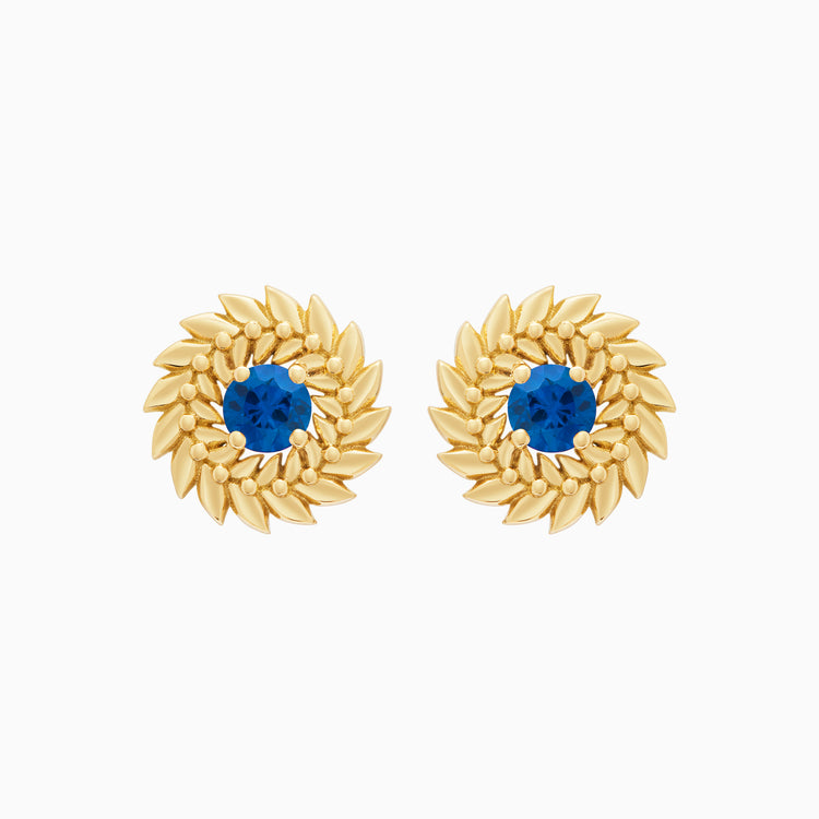 Sapphire Alloro Stud Earrings, Yellow Gold