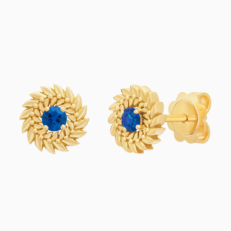 Sapphire Alloro Stud Earrings, Yellow Gold