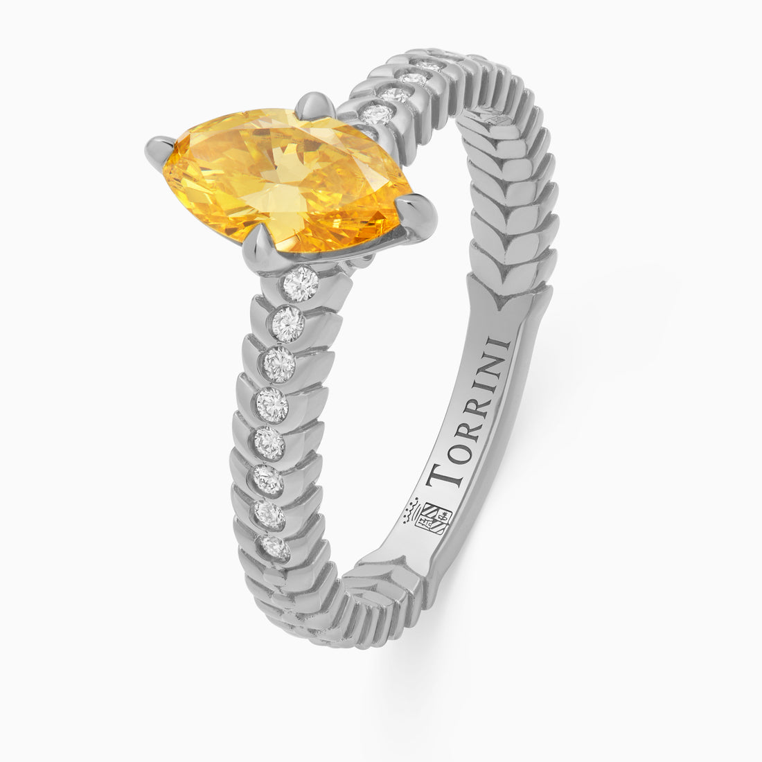 Yellow Diamond Alloro Griffe Marquise, platinum