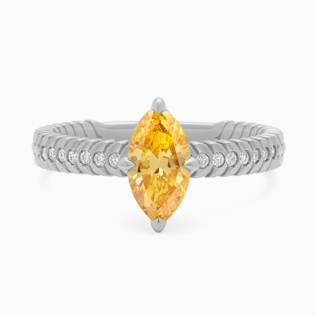 Yellow Diamond Alloro Griffe Marquise, platinum