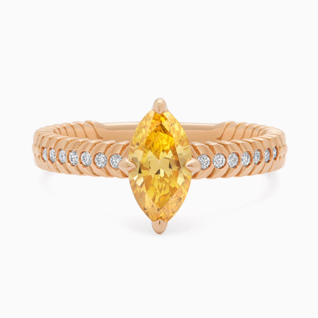 Yellow Diamond Alloro Griffe Marquise, rose gold