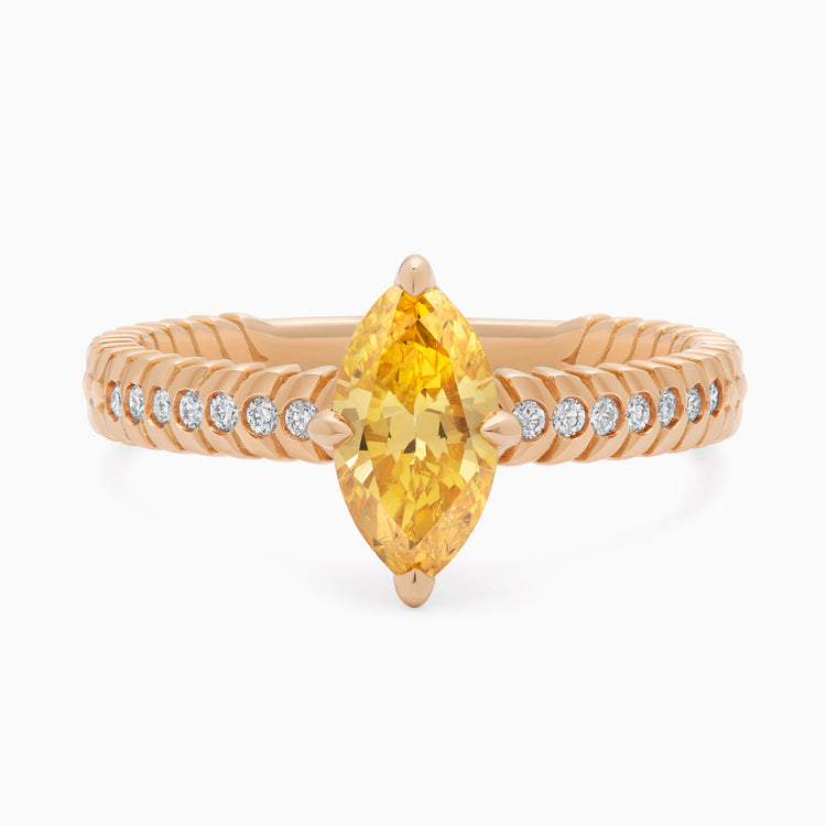 Yellow Diamond Alloro Griffe Marquise, rose gold