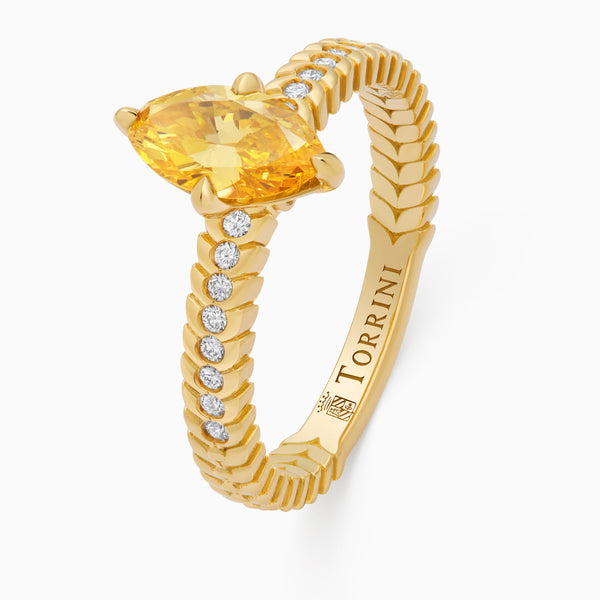 Yellow Diamond Alloro Griffe Marquise, yellow gold