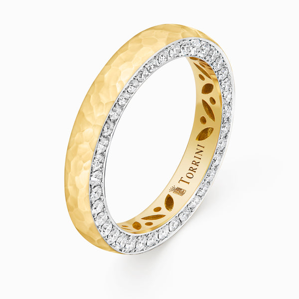 Torrini Classic Ring with Diamonds, 3.5mm – Double Row, Yellow Gold